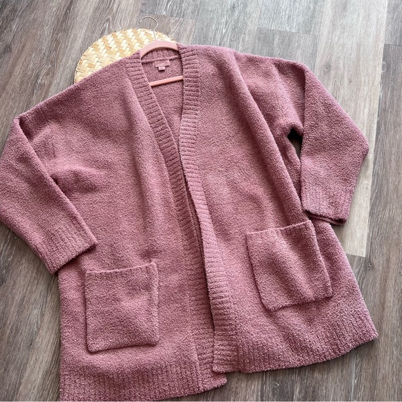 NEW Barefoot dreams cozy chic pink open front cardigan - Picture 1 of 6